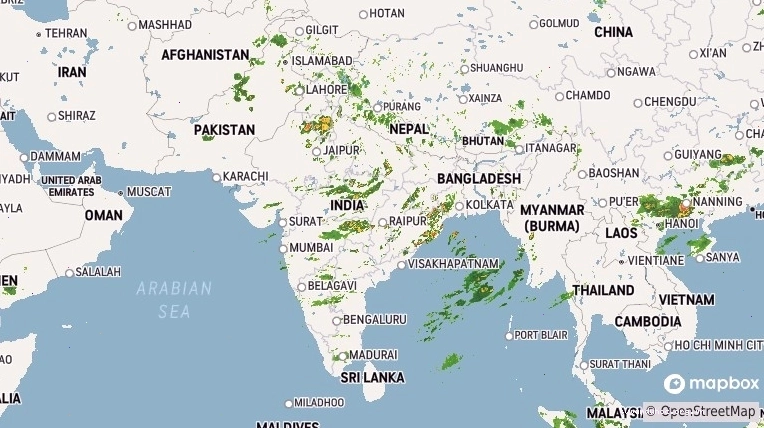 Haryana Weather Radar displaying precipitation and storm movements
